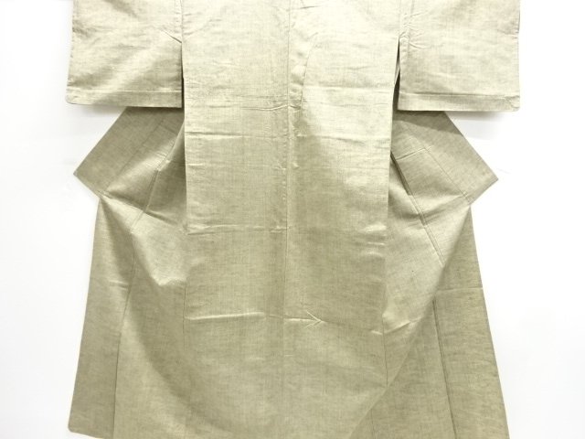 JAPANESE KIMONO / ANTIQUE HITOE KIMONO / SILK / TSUMUGI / WOVEN STRIPE